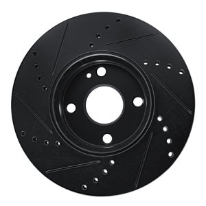 Mazda 2 Brake Rotor (1) - Front Right - R1 Concepts - Drilled & Slotted - Black - `16-`25